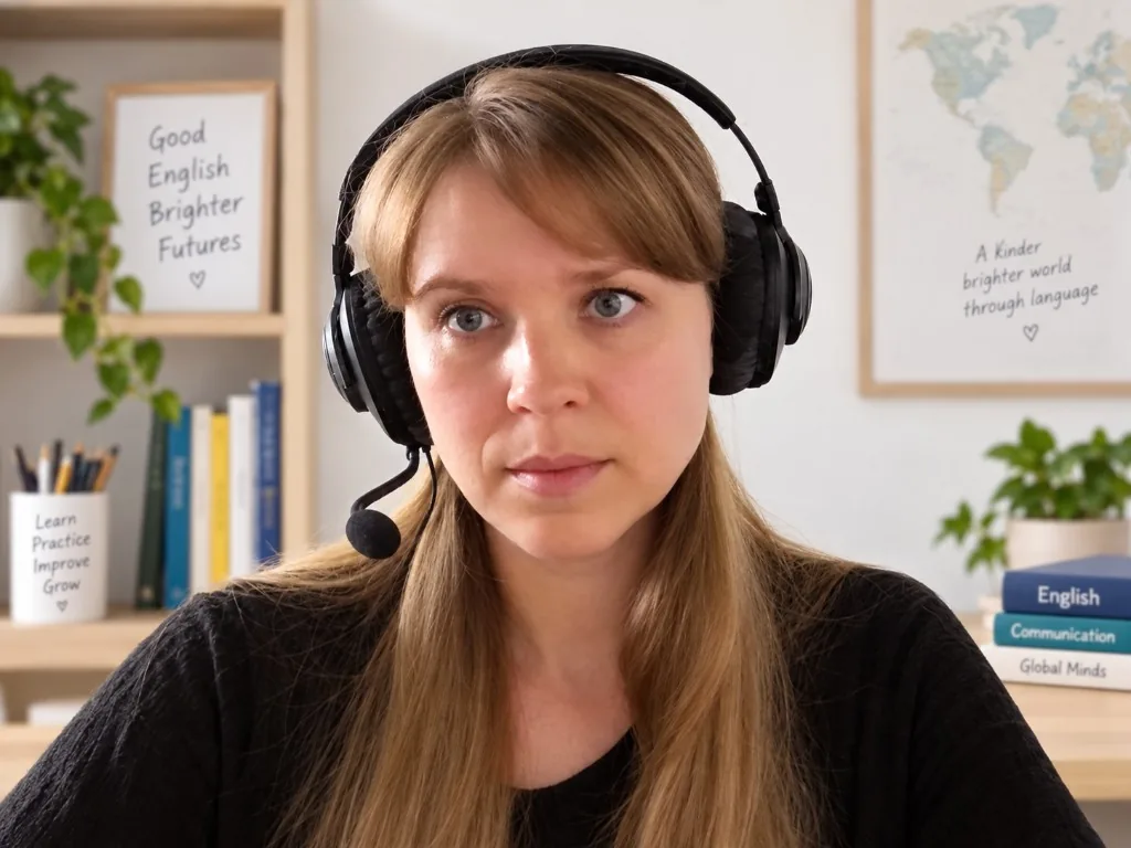 Marina Borisova wearing a headset